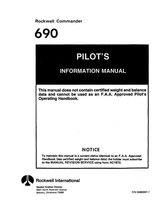 Aero Commander 690 1972-73 Flight Manual (M690001-1A)