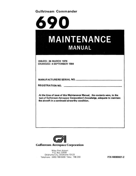 Aero Commander 690 Maintenance Manual (M690001-2)