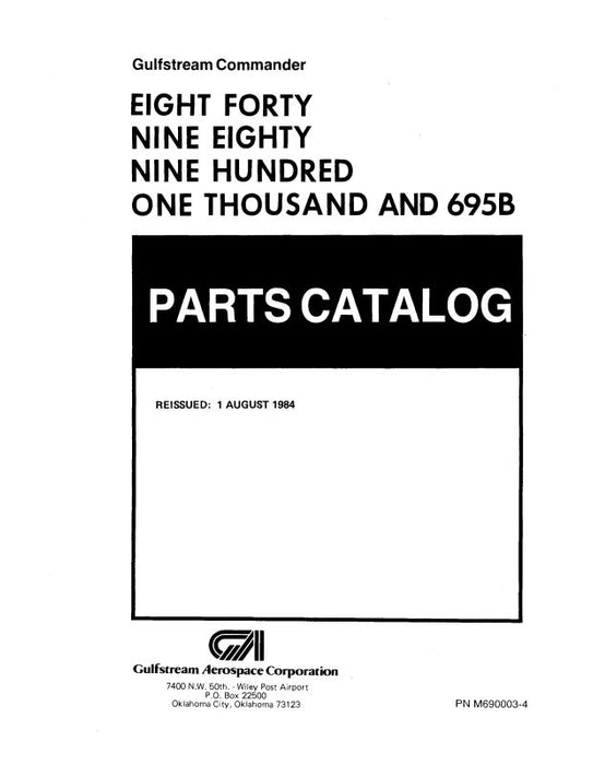 Aero Commander 690C, 690D, 695, 695A, 695B Illustrated Parts Catalog (M690003-4)