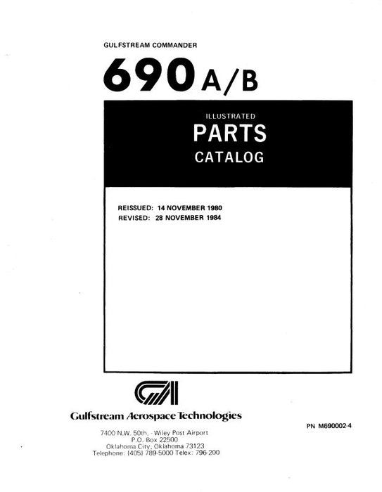Aero Commander 690A, 690B Illustrated Parts Catalog (M690002-4)