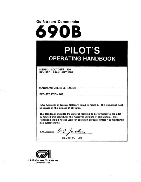 Aero Commander 690B 1977-79 Flight Manual (AC690B-F-C)