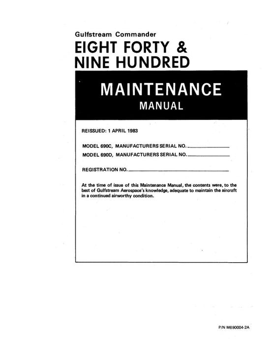 Aero Commander 690C (840), 690D (900) Maintenance Manual (M690004-2A)