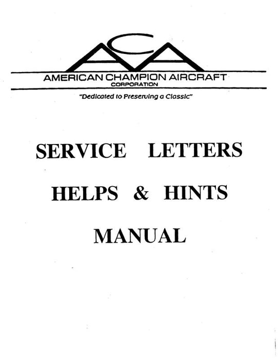 Aeronca Service Letters Helps & Hints Service Letters (AESERLETTERS-C)