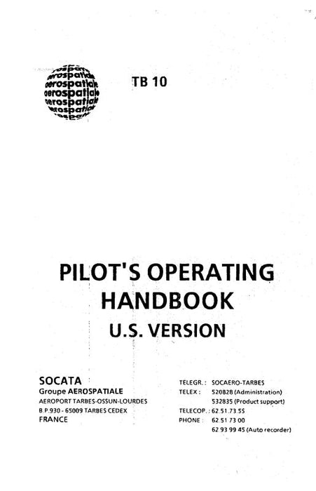 Aerospatiale TB10 Tobago 1985 Flight Manual (A4TB10-85-F-C)