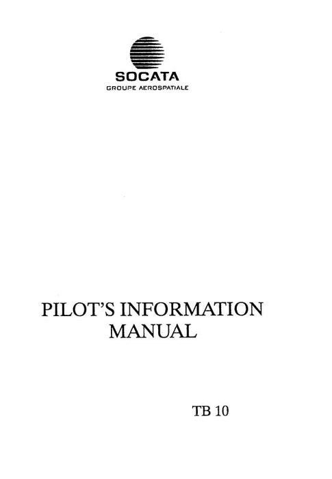Aerospatiale TB10 1988 Pilot's Information Manual (SN-948)