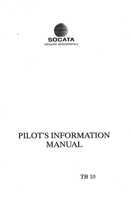 Aerospatiale TB10 Tobago 1989 Flight Manual (A4TB10-89-F-C)