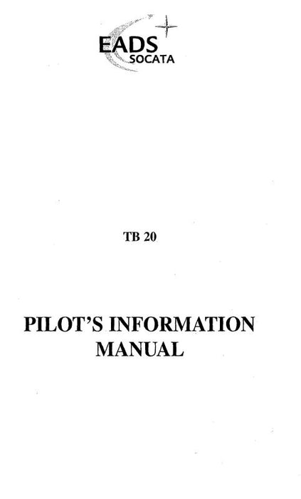 Aerospatiale TB20 1988-2000 Pilot's Information Manual (PNT00.DWEPIPYE)