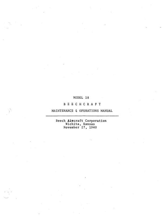 Beech C18S Series Inspection Guide (BEC18S-I-C)