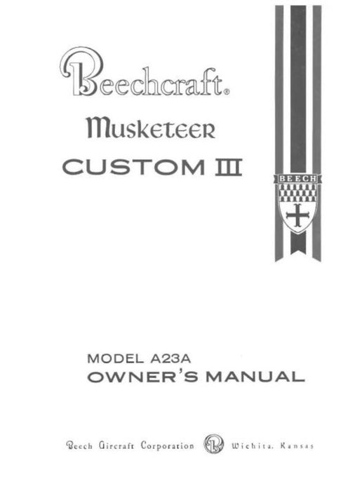 Beech A23A Musketeer Custom III Owner's Manual (169-590001-9)