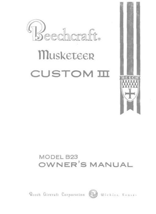 Beech B23 Musketeer Custom III Owner's Manual (169-590005-1)