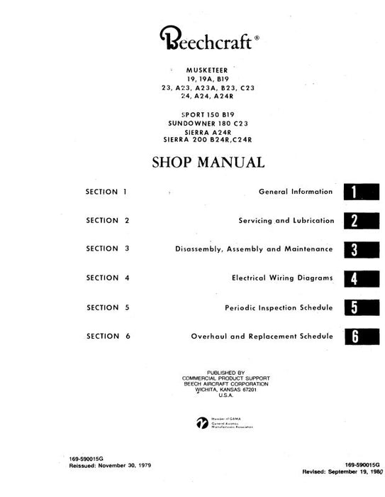 Beech 19, 23, 24 Series Shop-Maintenance Manual (169-590015G)
