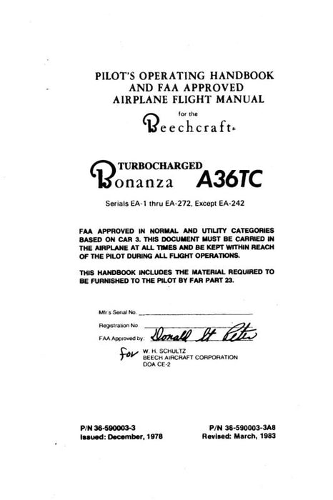 Beech Bonanza A36TC Pilot's Operating Handbook & Flight (36-590003-3A8)