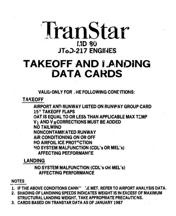 Md 80 Checklist.pdf McDonnell Douglas MD-80 Takeoff and Landing Data Cards (MCMD80 87 DC C ...