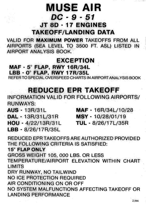 McDonnell Douglas DC-9 1984 Takeoff and Landing Data (MCDC9 84 DC C)