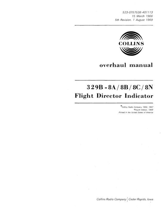 Collins 329B-8A, 8B, 8C, 8N 1966 Overhaul Manual (523-0757538-401113)