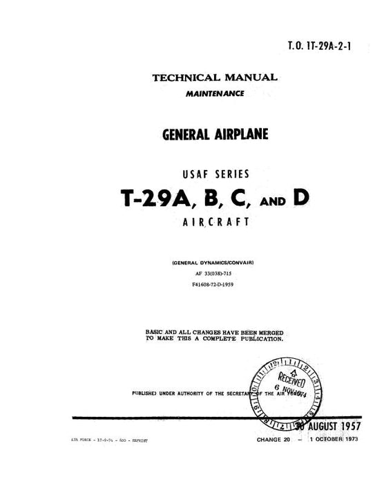 Consolidated T-29A, B, C, D Maintenance Manual 1957 (1T-29A-2-1)