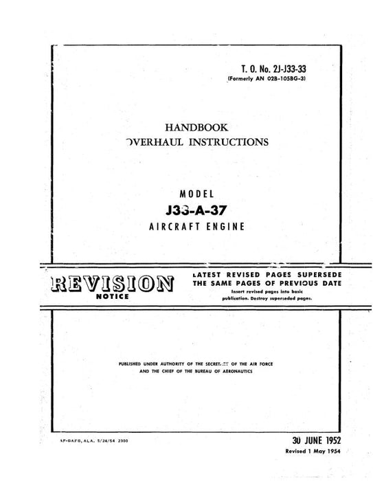 Allison J33-A-37 Overhaul Instructions 1952 (2J-J33-33)