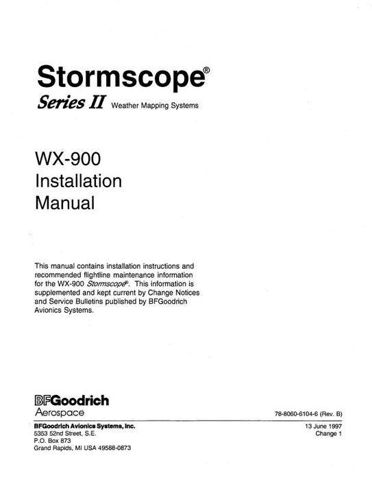 B.F. Goodrich WX-900 Installation Manual (78-8060-6104-6)