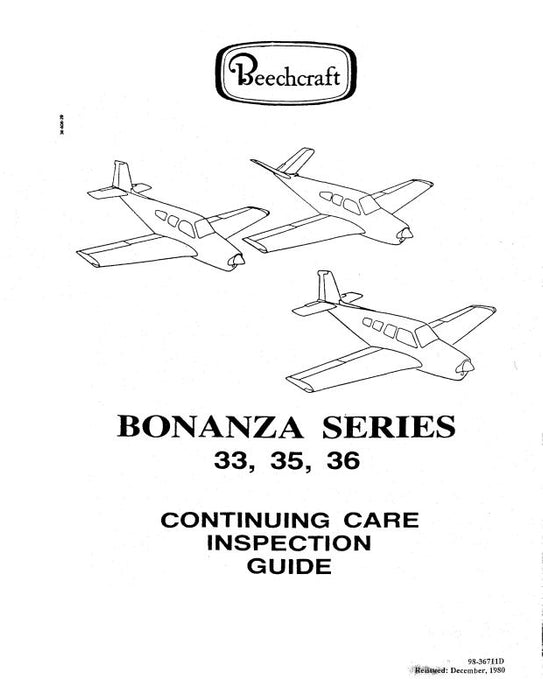 Beech 33,35,36 Bonanza Continuing Care Continuing Care Inspection Guide (98-36711D)