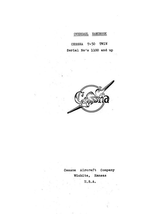 Cessna T-50 Twin Series Overhaul Handbook (CET50-OH-C)
