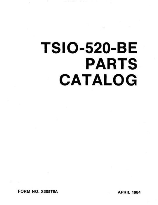 Continental TSIO-520-BE 1984 Parts Catalog (X30576A)