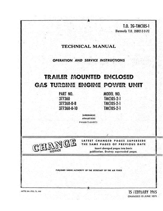 Garrett TMC105-2-1 1965 Operation & Maintenance Manual (2G-TMC105-1)