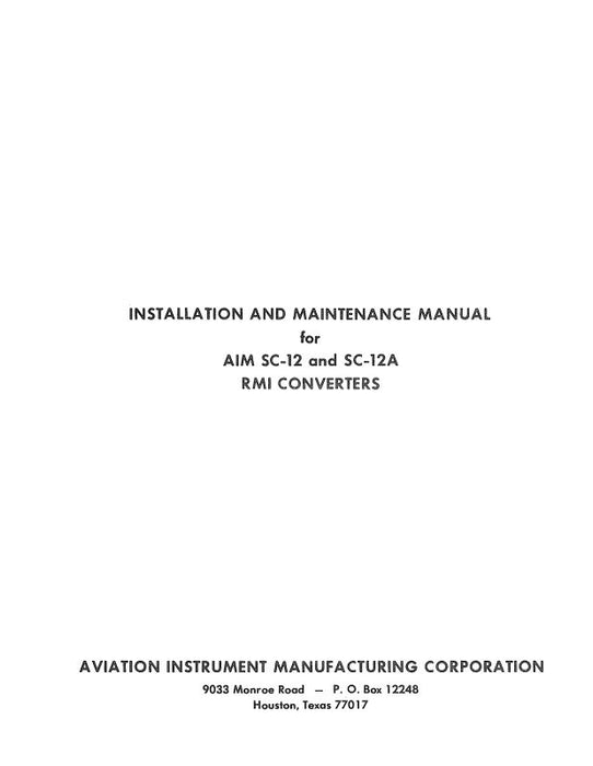 AIM SC-12, SC-12A Installation & Maintenance Manual (AIMSC12,12A-M-C)