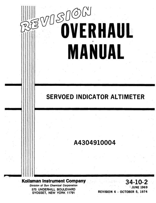 Kollsman Servoed Indicator Altimeter Overhaul Manual 1974 (34-10-2)
