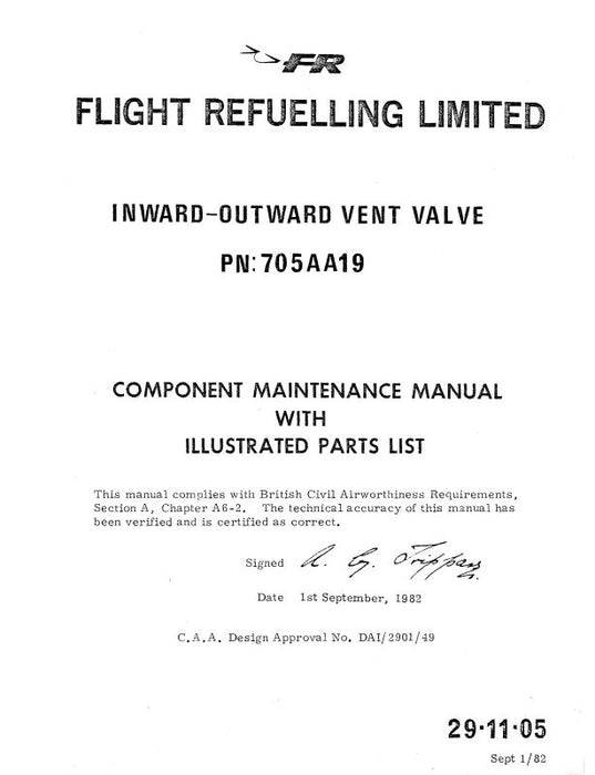 Flight Refueling Limited Inward-Outward Vent Valve Component Maintenance Manual With Illustrated Parts 1982 (29-11-05)
