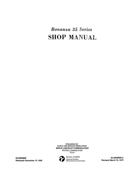 Beech Bonanza 35 Series Maintenance Manual (35-590096B)