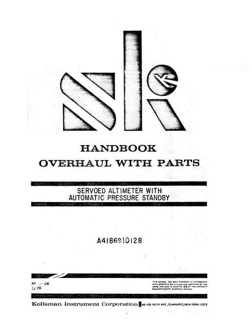 Kollsman Instruments Altitude Alert Device Computer Overhaul Manual With  Parts 1971 (34-10-6)