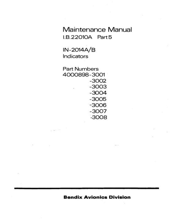 Bendix IN-2014A-B Indicator Maintenance Manual (22010A)