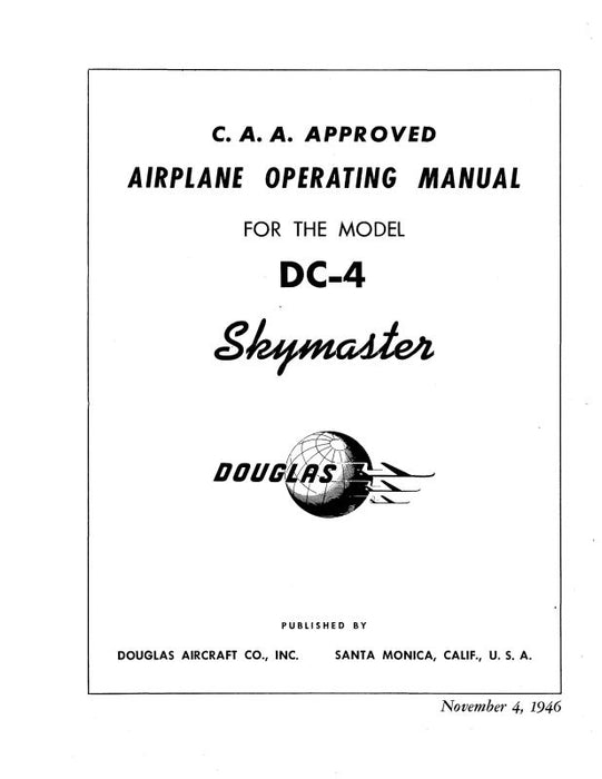 McDonnell Douglas DC-4 Skymaster Airplane Operating Manual 1946 (MCDC4 OP C)