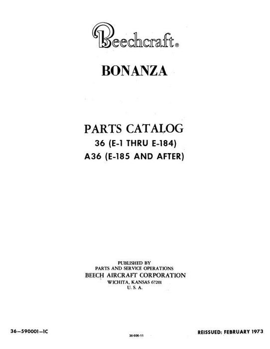 Beech 36 & A36 Bonanza Parts Catalog (36-590001-1D)