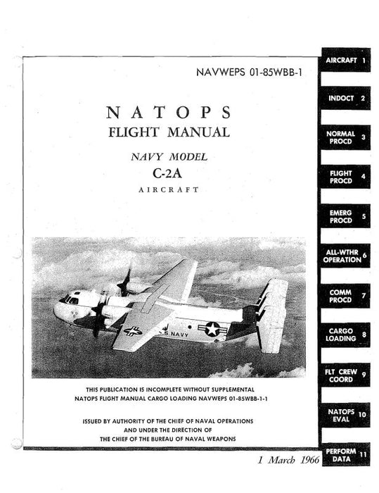 Grumman C-2A 1966 Flight Manual (01-85WBB-1)