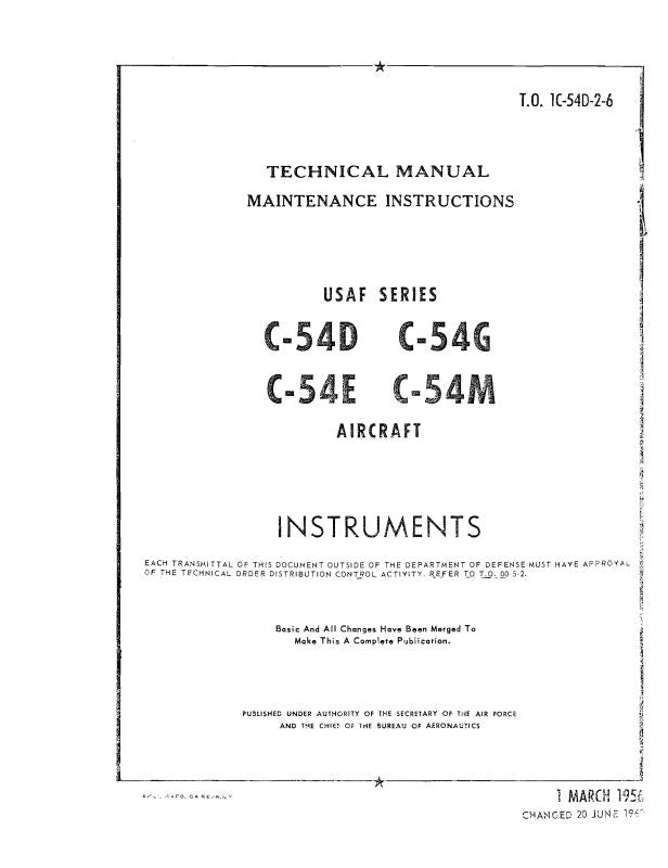 D54 Maintenance McDonnell Douglas C-54D,E,G,M 1956 Maintenance Instructions - Instrume ...