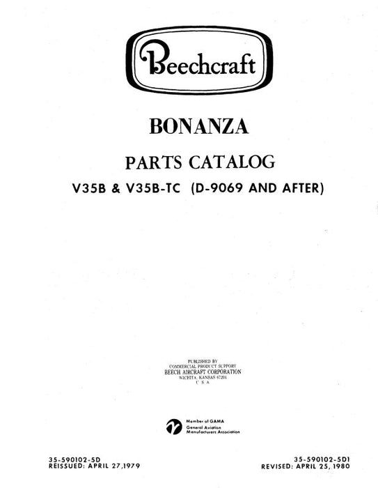 Beech V35B & V35B-TC Bonanza Illustrated Parts Catalog (35-590102-5D1)