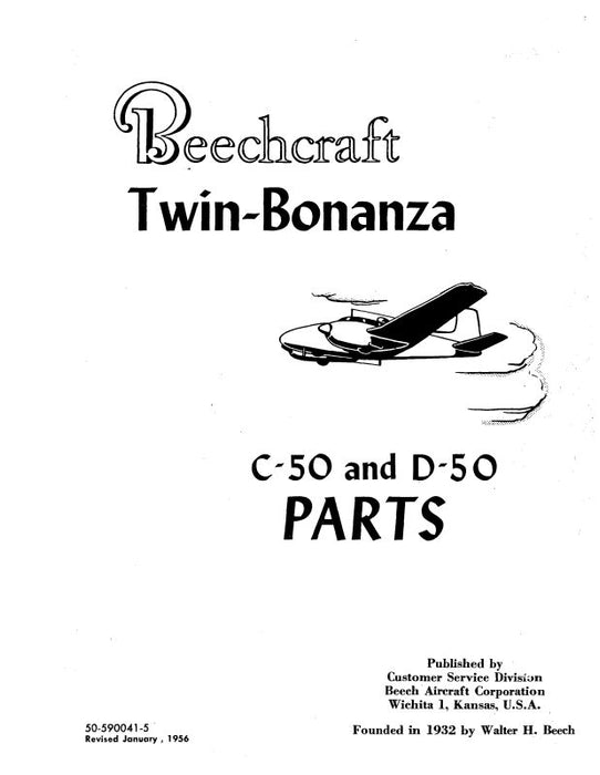 Beech C-50 & D-50 Parts Catalog (50-590041-5-COP)