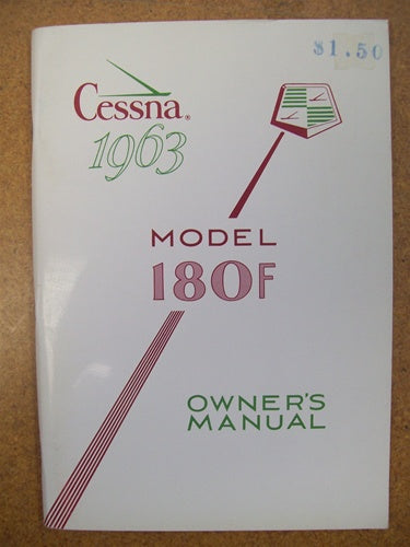 Cessna 180F 1963 Owner's Manual USED ORIGINAL