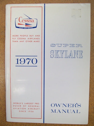 Cessna P206E Super Skylane 1970 Owner's Manual USED ORIGINAL