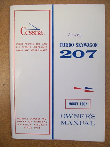 Cessna Turbo 207 Skywagon 1971-72 Owner's Manual USED ORIGINAL