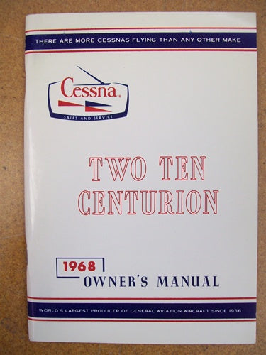 Cessna 210H Centurion1968 Owner's Manual USED ORIGINAL