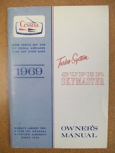 Cessna T337D Turbo Super Skymaster 1969 Owner's Manual USED ORIGINAL