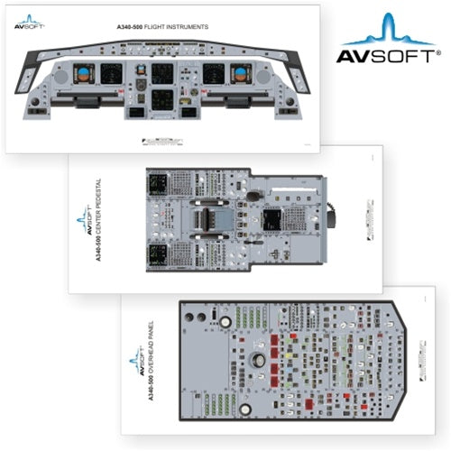 Avsoft A340-500 Cockpit Posters (set of 3 Posters)