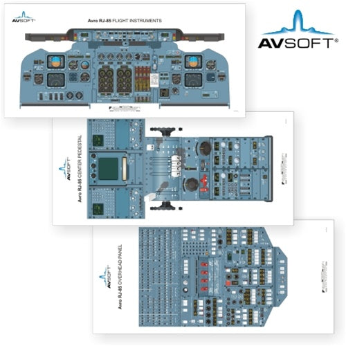Avsoft Avro RJ-85 Cockpit Posters (Set of 3 Posters)
