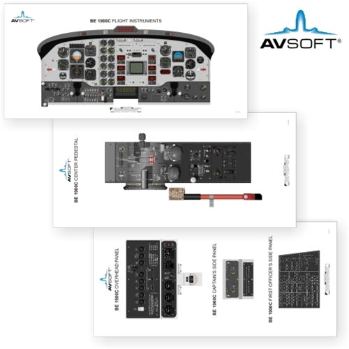 Avsoft BE 1900C Cockpit Posters (Set of 3 Posters)