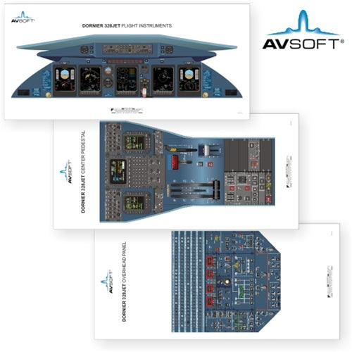 Avsoft DO 328 Jet Cockpit Posters (Set of 3 Posters)