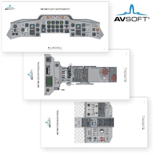 Avsoft HS-748 Cockpit Posters (Set of 3 Posters)
