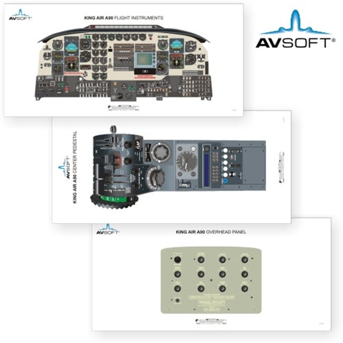Avsoft King Air A90 Cockpit Posters (Set of 3 Posters)