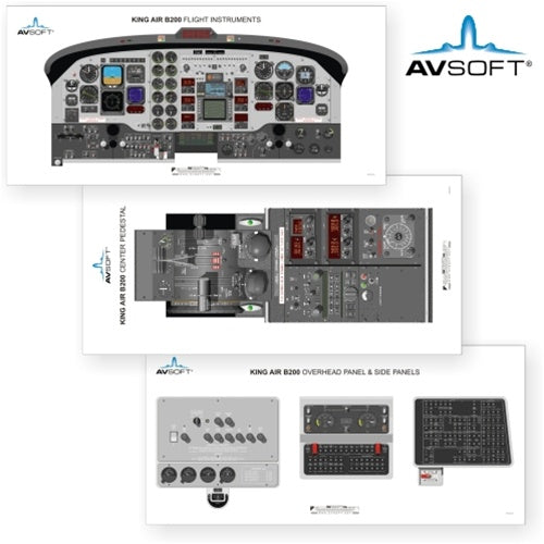 Avsoft King Air B200 Cockpit Posters (Set of 3 Posters)